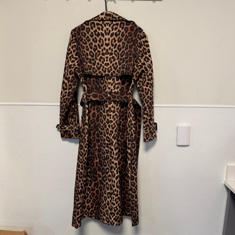 BCBGMAXAZRIA Leopard Trench Coat XS Brown Black New NWT $298 Water resistant - Picture 15 of 16